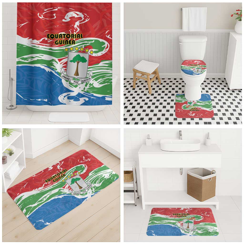 Equatorial Guinea Independence Day Bathroom Set Coat Of Arms With Map - Wonder Print Shop