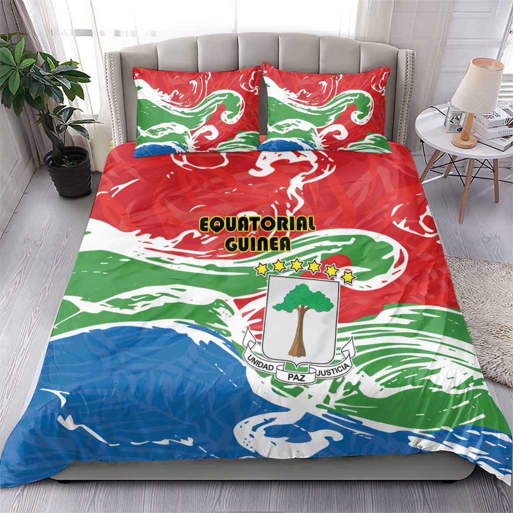 Equatorial Guinea Independence Day Bedding Set Coat Of Arms With Map - Wonder Print Shop