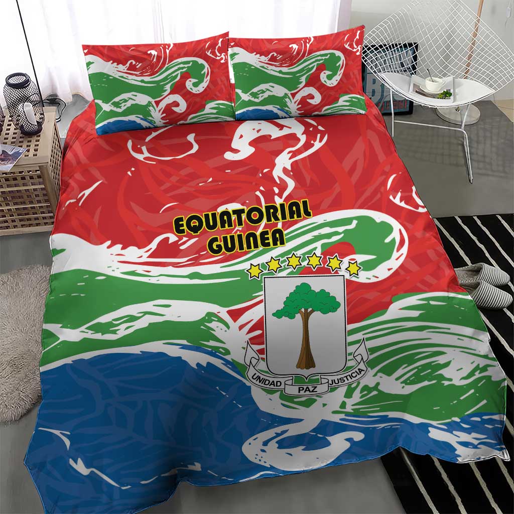 Equatorial Guinea Independence Day Bedding Set Coat Of Arms With Map - Wonder Print Shop
