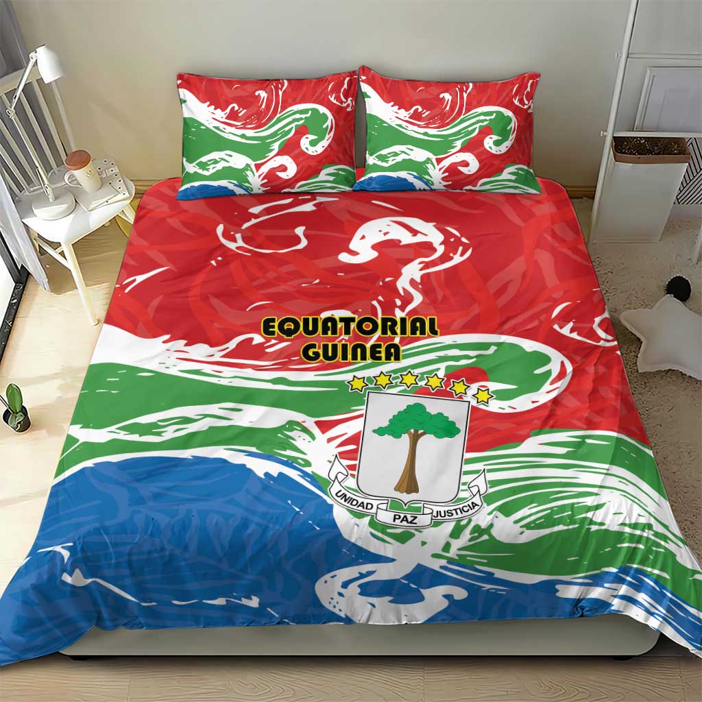 Equatorial Guinea Independence Day Bedding Set Coat Of Arms With Map - Wonder Print Shop