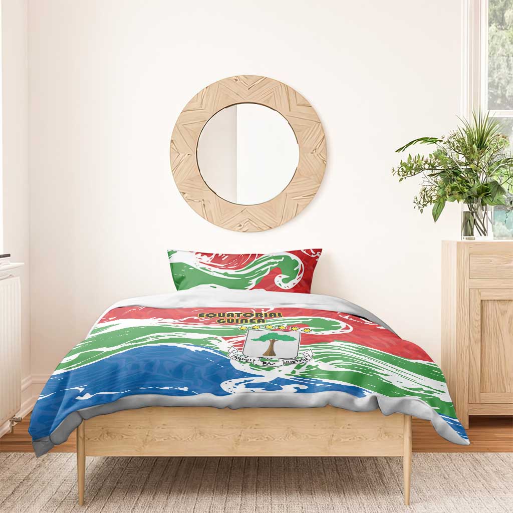 Equatorial Guinea Independence Day Bedding Set Coat Of Arms With Map - Wonder Print Shop