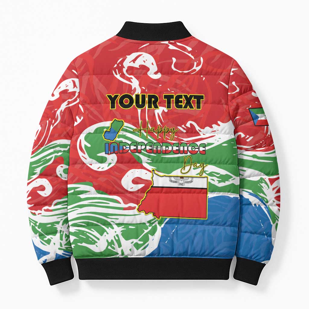 Personalized Equatorial Guinea Independence Day Bomber Puffer Jacket Coat Of Arms With Map - Wonder Print Shop