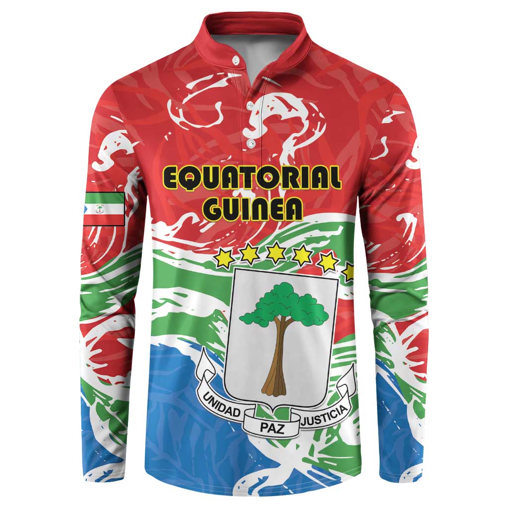 Personalized Equatorial Guinea Independence Day Button Sweatshirt Coat Of Arms With Map - Wonder Print Shop