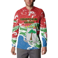 Personalized Equatorial Guinea Independence Day Button Sweatshirt Coat Of Arms With Map - Wonder Print Shop