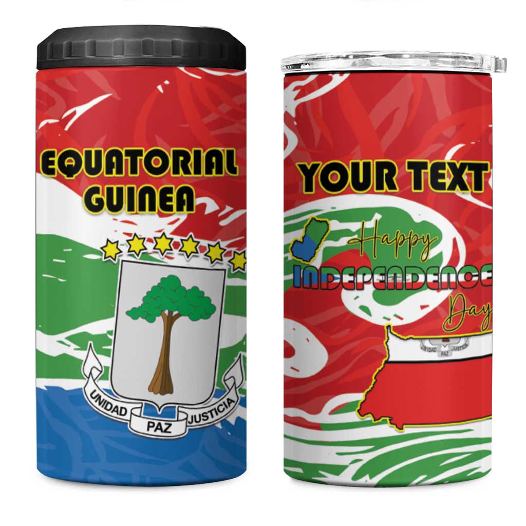 Personalized Equatorial Guinea Independence Day 4 in 1 Can Cooler Tumbler Coat Of Arms With Map - Wonder Print Shop