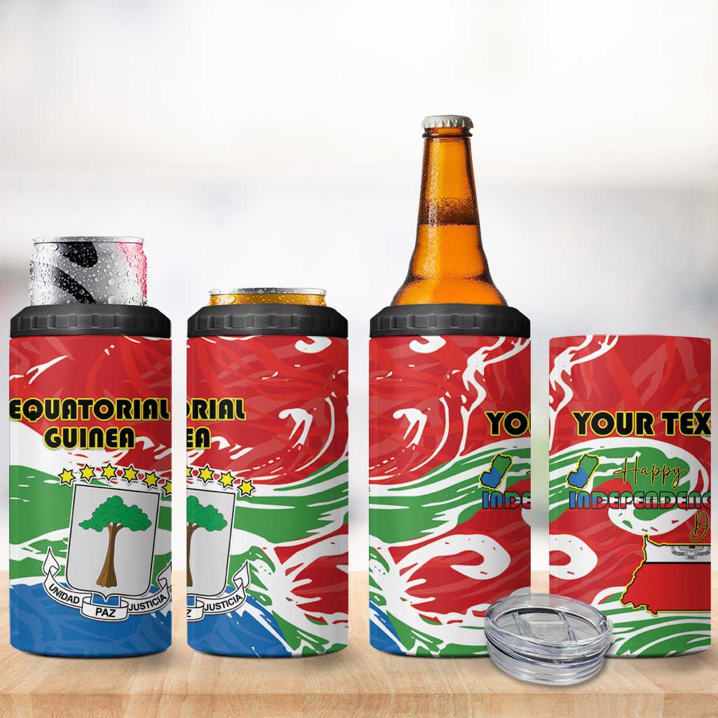 Personalized Equatorial Guinea Independence Day 4 in 1 Can Cooler Tumbler Coat Of Arms With Map - Wonder Print Shop