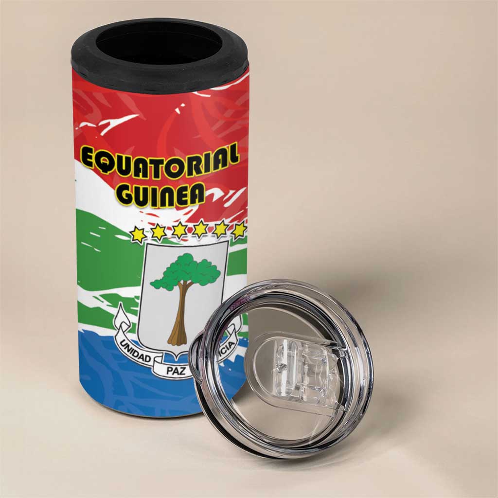 Personalized Equatorial Guinea Independence Day 4 in 1 Can Cooler Tumbler Coat Of Arms With Map - Wonder Print Shop