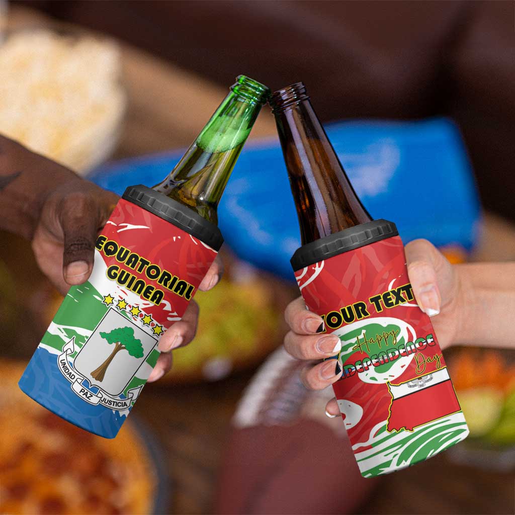 Personalized Equatorial Guinea Independence Day 4 in 1 Can Cooler Tumbler Coat Of Arms With Map - Wonder Print Shop