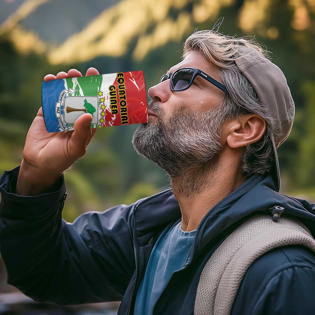 Personalized Equatorial Guinea Independence Day 4 in 1 Can Cooler Tumbler Coat Of Arms With Map - Wonder Print Shop