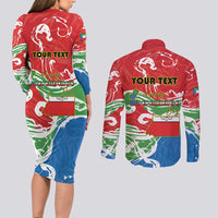 Personalized Equatorial Guinea Independence Day Couples Matching Long Sleeve Bodycon Dress and Long Sleeve Button Shirt Coat Of Arms With Map - Wonder Print Shop