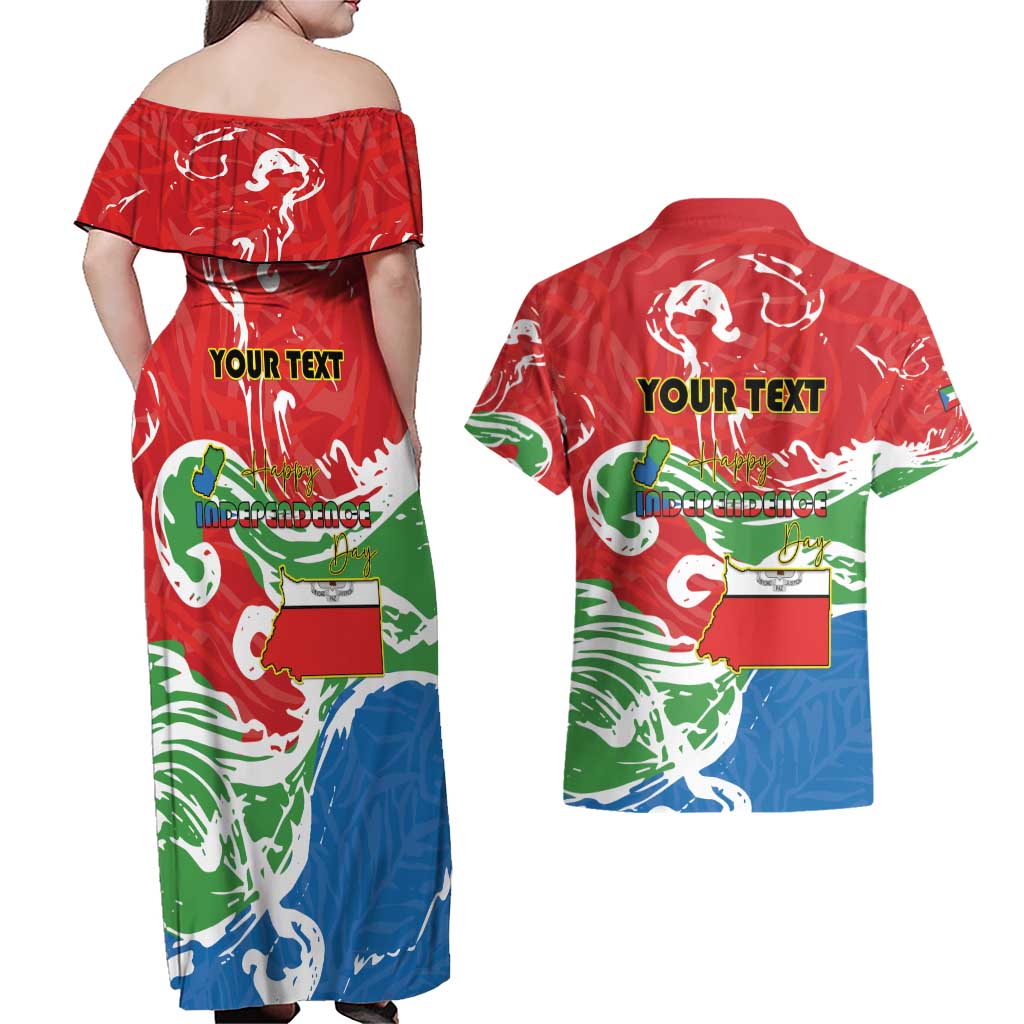 Personalized Equatorial Guinea Independence Day Couples Matching Off Shoulder Maxi Dress and Hawaiian Shirt Coat Of Arms With Map - Wonder Print Shop