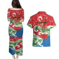 Personalized Equatorial Guinea Independence Day Couples Matching Puletasi and Hawaiian Shirt Coat Of Arms With Map - Wonder Print Shop