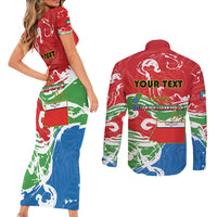 Personalized Equatorial Guinea Independence Day Couples Matching Short Sleeve Bodycon Dress and Long Sleeve Button Shirt Coat Of Arms With Map - Wonder Print Shop