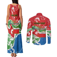 Personalized Equatorial Guinea Independence Day Couples Matching Tank Maxi Dress and Long Sleeve Button Shirt Coat Of Arms With Map - Wonder Print Shop
