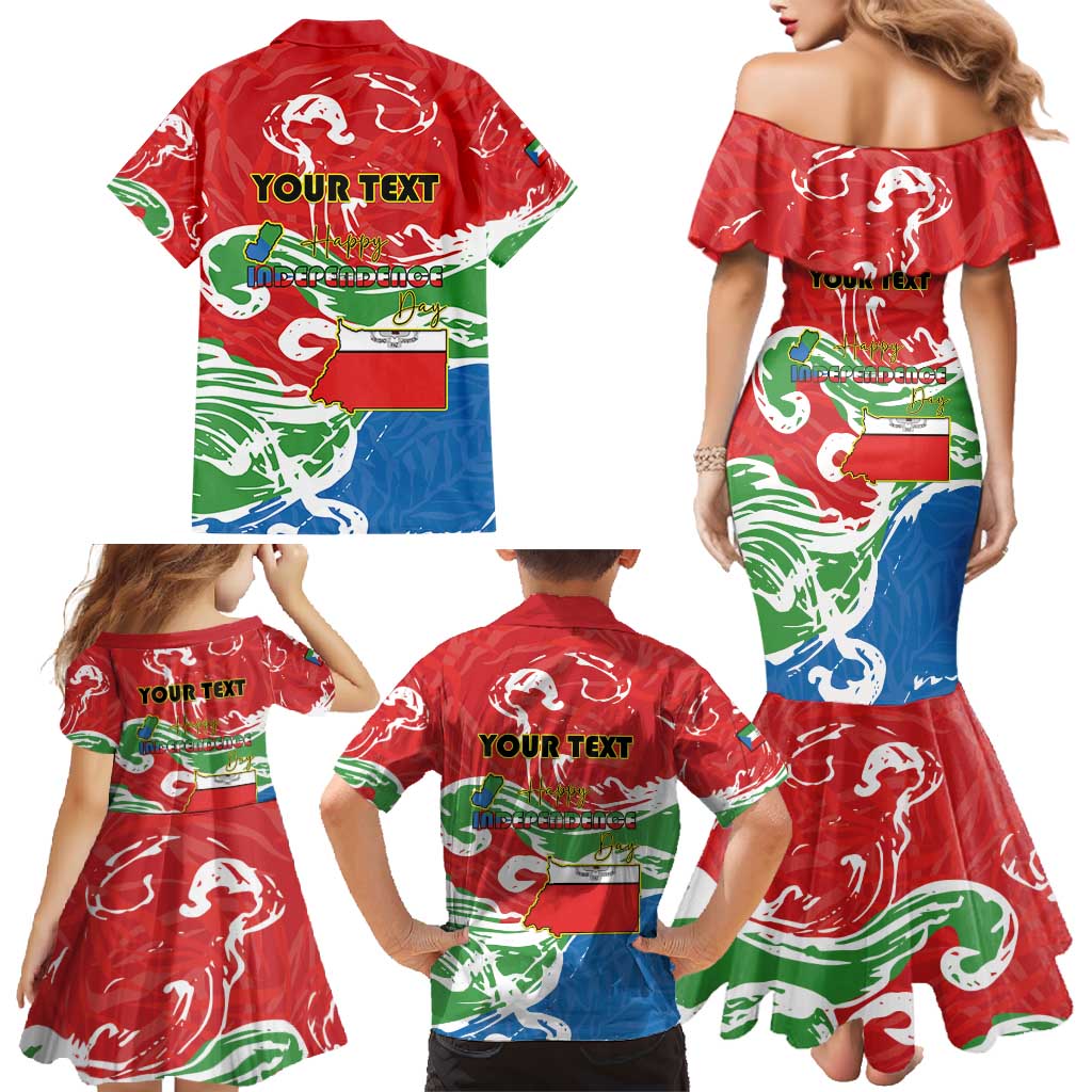 Personalized Equatorial Guinea Independence Day Family Matching Mermaid Dress and Hawaiian Shirt Coat Of Arms With Map - Wonder Print Shop