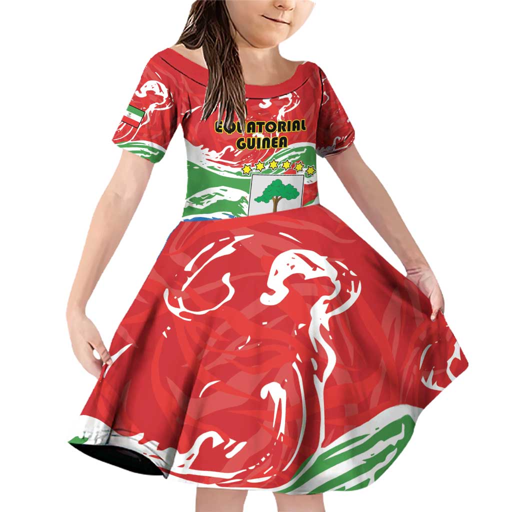 Personalized Equatorial Guinea Independence Day Family Matching Off Shoulder Short Dress and Hawaiian Shirt Coat Of Arms With Map - Wonder Print Shop