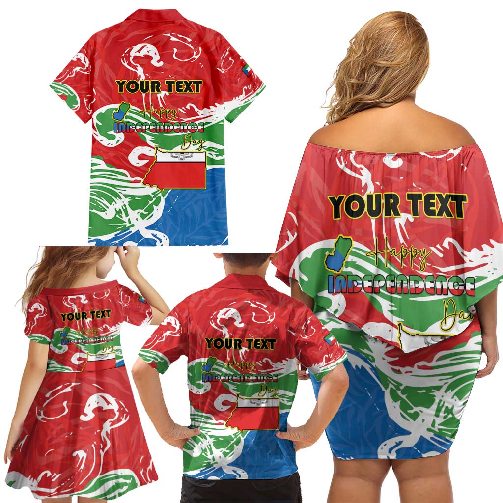 Personalized Equatorial Guinea Independence Day Family Matching Off Shoulder Short Dress and Hawaiian Shirt Coat Of Arms With Map - Wonder Print Shop