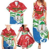 Personalized Equatorial Guinea Independence Day Family Matching Summer Maxi Dress and Hawaiian Shirt Coat Of Arms With Map - Wonder Print Shop