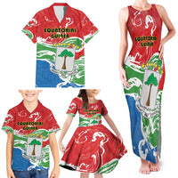 Personalized Equatorial Guinea Independence Day Family Matching Tank Maxi Dress and Hawaiian Shirt Coat Of Arms With Map - Wonder Print Shop