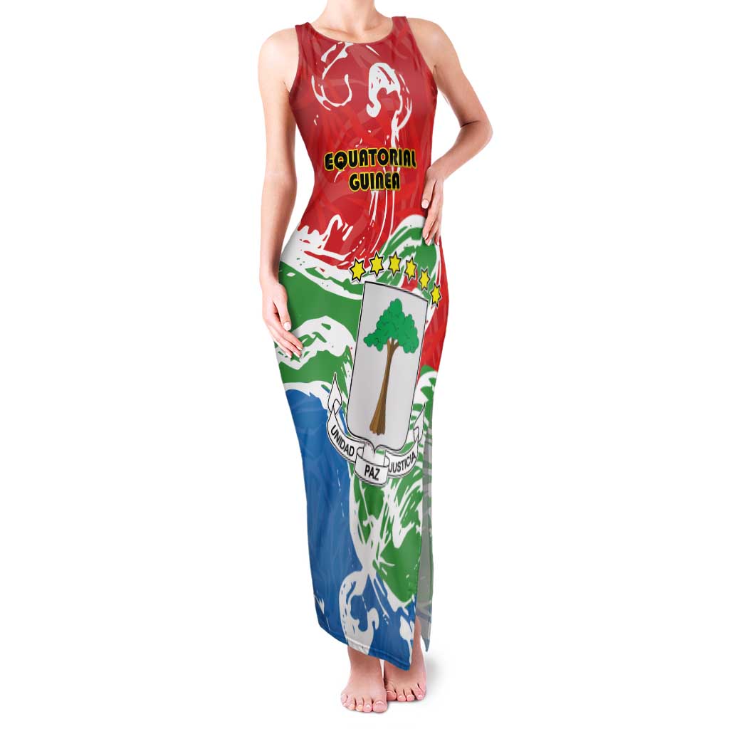 Personalized Equatorial Guinea Independence Day Family Matching Tank Maxi Dress and Hawaiian Shirt Coat Of Arms With Map - Wonder Print Shop