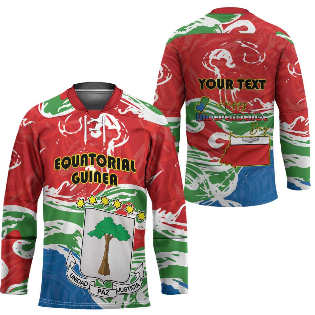 Personalized Equatorial Guinea Independence Day Hockey Jersey Coat Of Arms With Map - Wonder Print Shop