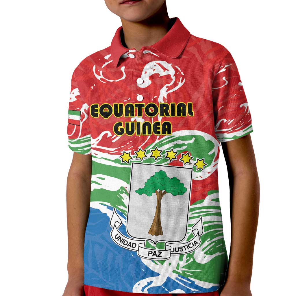 Personalized Equatorial Guinea Independence Day Kid Polo Shirt Coat Of Arms With Map - Wonder Print Shop