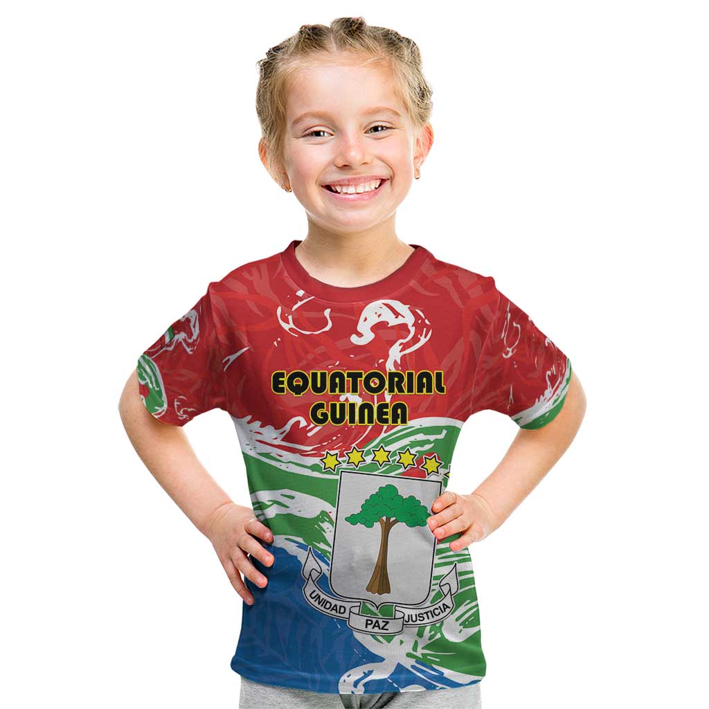 Personalized Equatorial Guinea Independence Day Kid T Shirt Coat Of Arms With Map - Wonder Print Shop