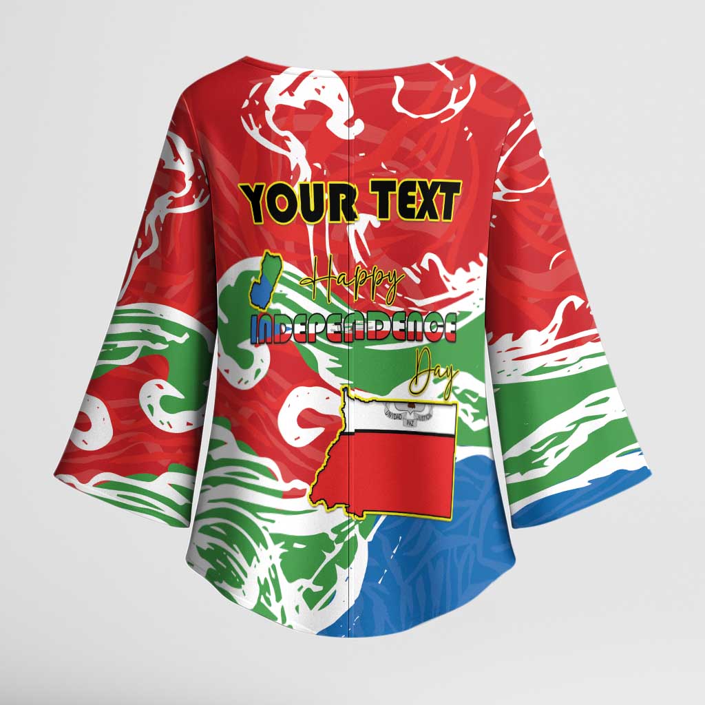 Personalized Equatorial Guinea Independence Day Kimono Sleeve Blouse Coat Of Arms With Map - Wonder Print Shop