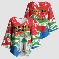 Personalized Equatorial Guinea Independence Day Kimono Sleeve Blouse Coat Of Arms With Map - Wonder Print Shop