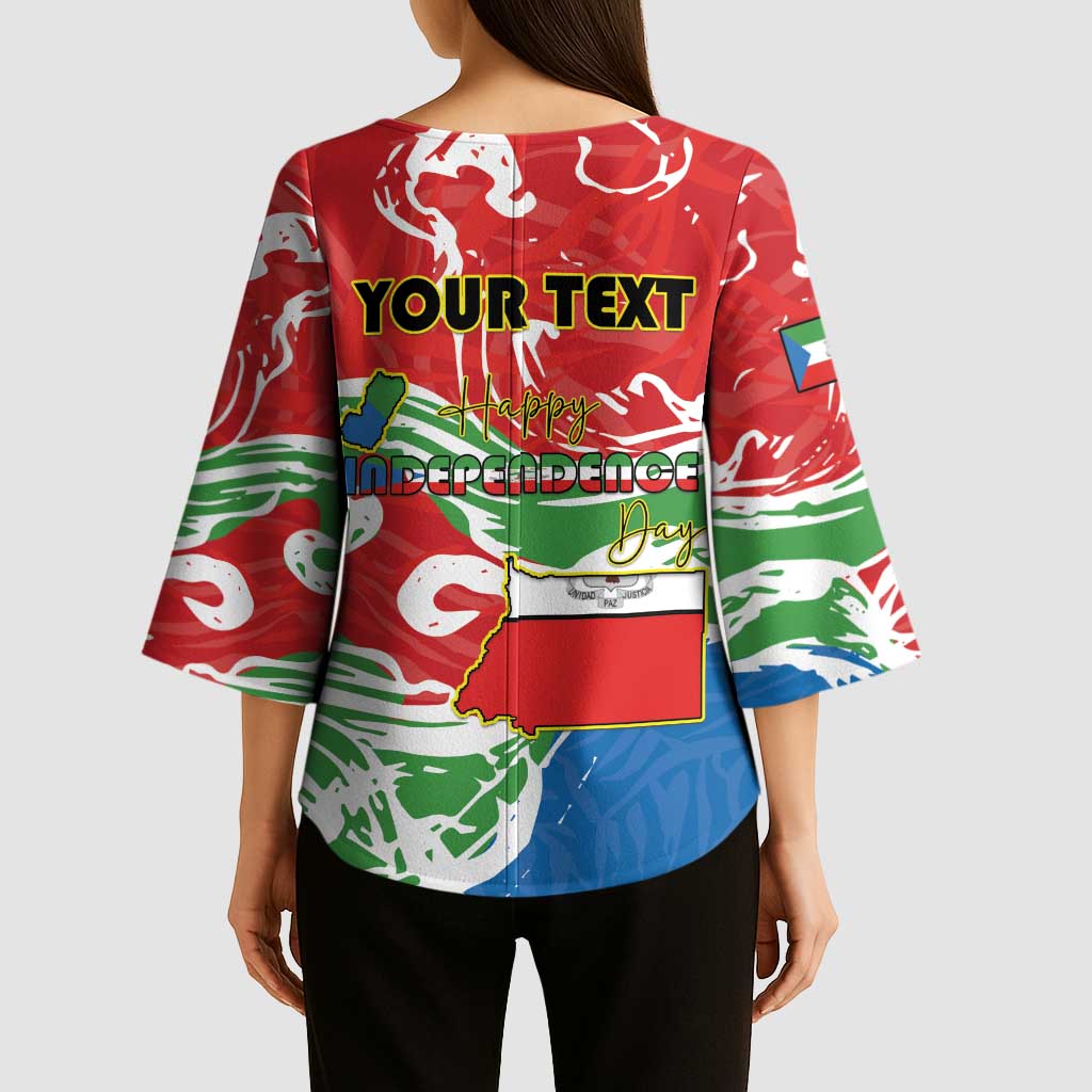 Personalized Equatorial Guinea Independence Day Kimono Sleeve Blouse Coat Of Arms With Map - Wonder Print Shop