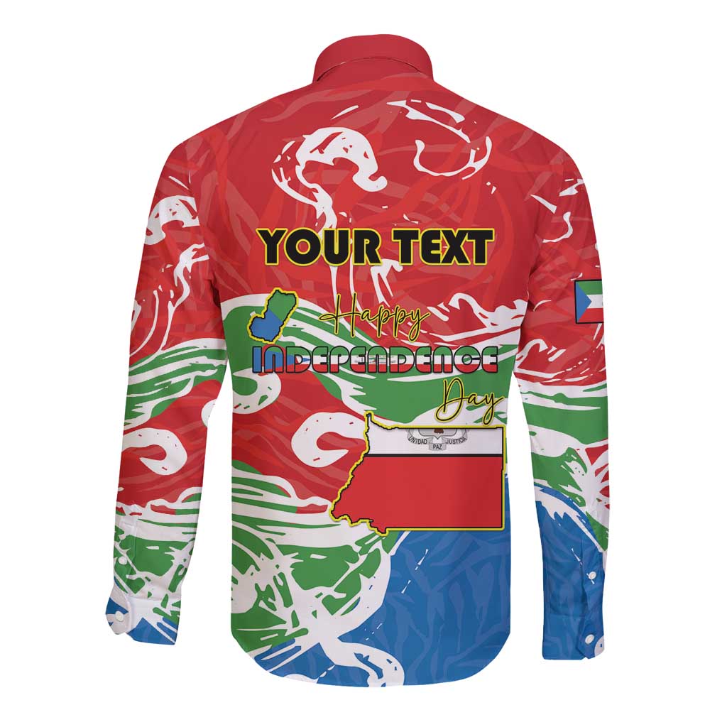 Personalized Equatorial Guinea Independence Day Long Sleeve Button Shirt Coat Of Arms With Map - Wonder Print Shop