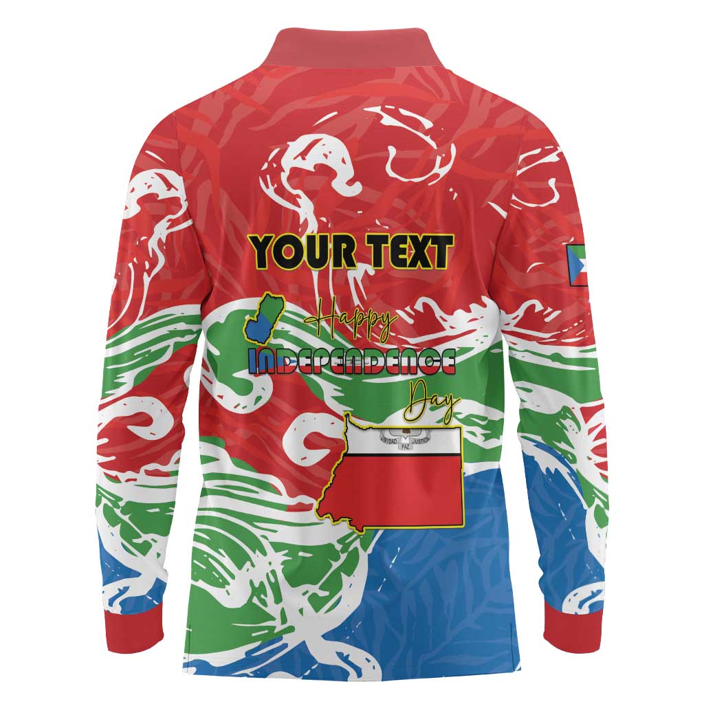 Personalized Equatorial Guinea Independence Day Long Sleeve Polo Shirt Coat Of Arms With Map - Wonder Print Shop