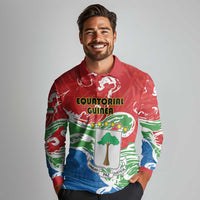 Personalized Equatorial Guinea Independence Day Long Sleeve Polo Shirt Coat Of Arms With Map - Wonder Print Shop