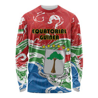 Personalized Equatorial Guinea Independence Day Long Sleeve Shirt Coat Of Arms With Map - Wonder Print Shop