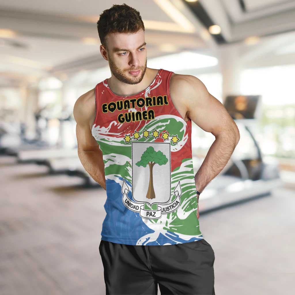 Personalized Equatorial Guinea Independence Day Men Tank Top Coat Of Arms With Map - Wonder Print Shop