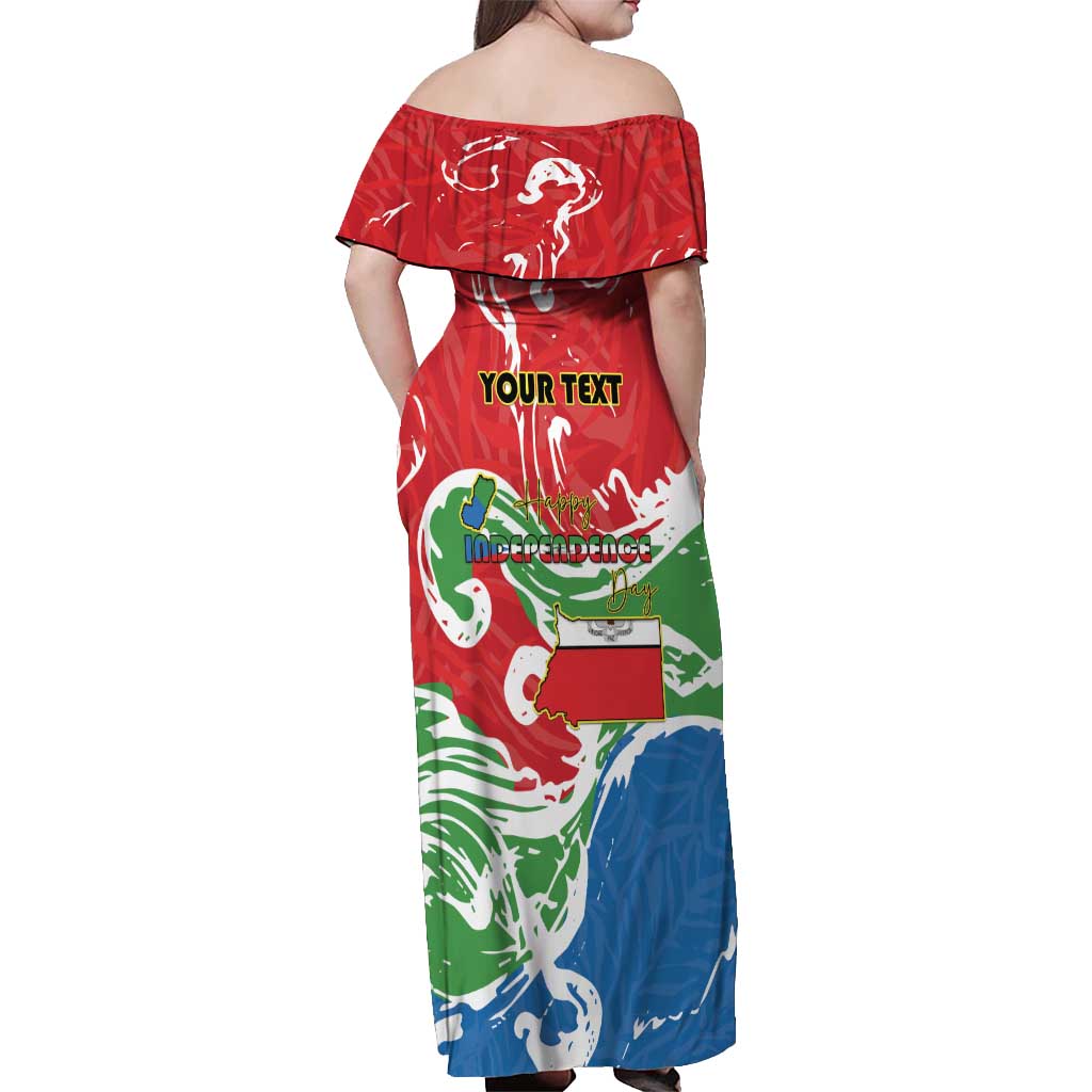 Personalized Equatorial Guinea Independence Day Off Shoulder Maxi Dress Coat Of Arms With Map - Wonder Print Shop