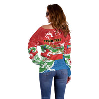 Personalized Equatorial Guinea Independence Day Off Shoulder Sweater Coat Of Arms With Map - Wonder Print Shop