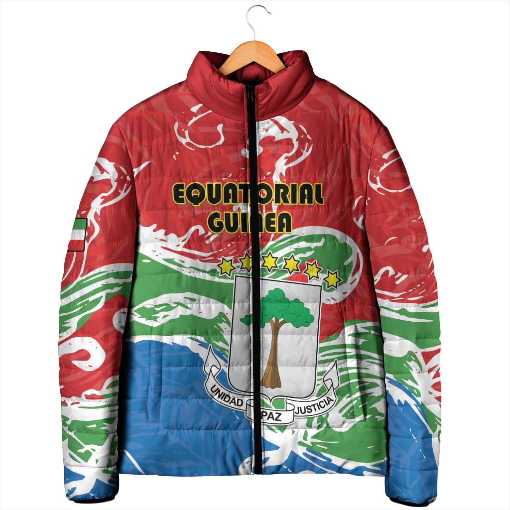 Personalized Equatorial Guinea Independence Day Padded Jacket Coat Of Arms With Map - Wonder Print Shop