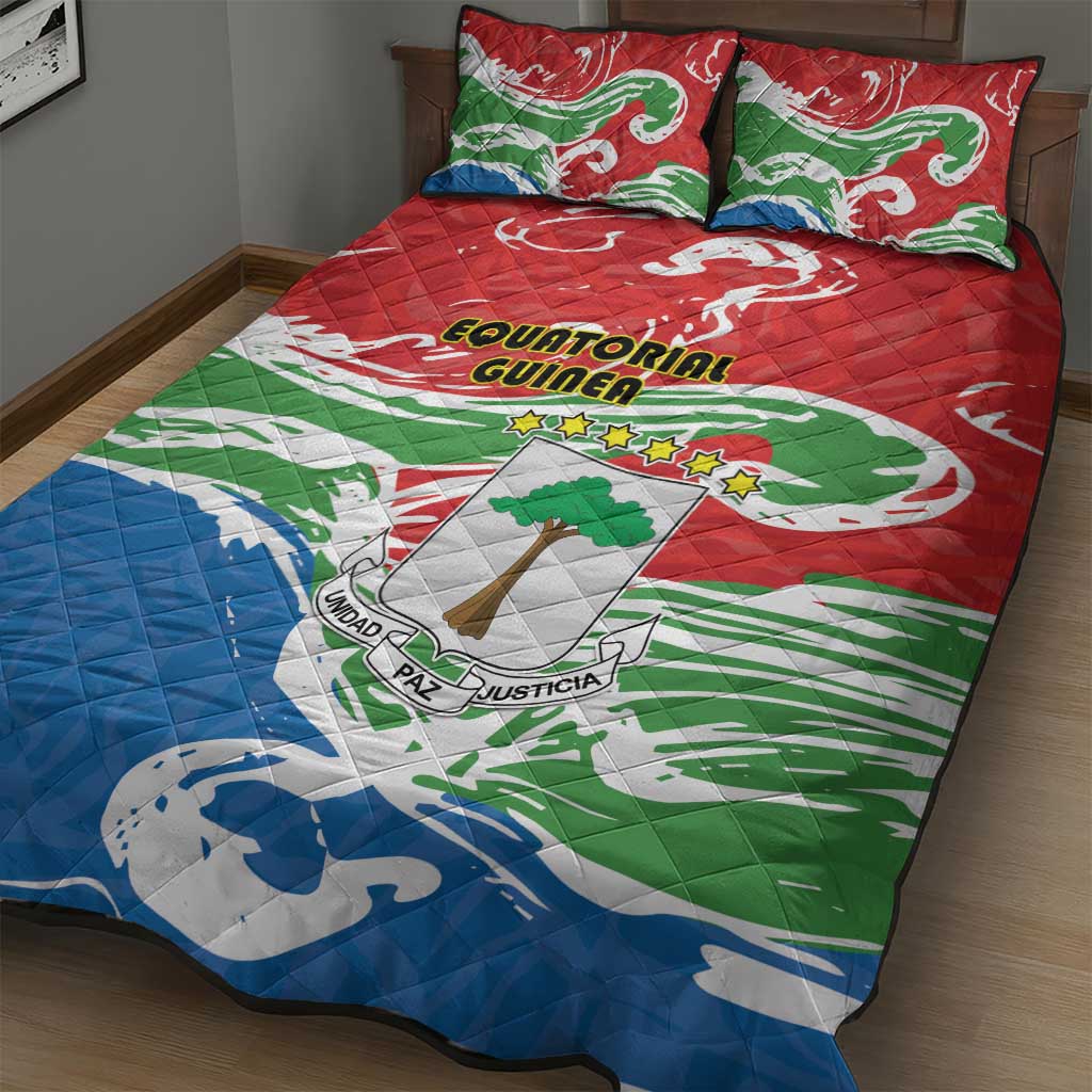 Equatorial Guinea Independence Day Quilt Bed Set Coat Of Arms With Map - Wonder Print Shop