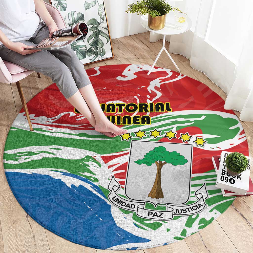 Equatorial Guinea Independence Day Round Carpet Coat Of Arms With Map - Wonder Print Shop
