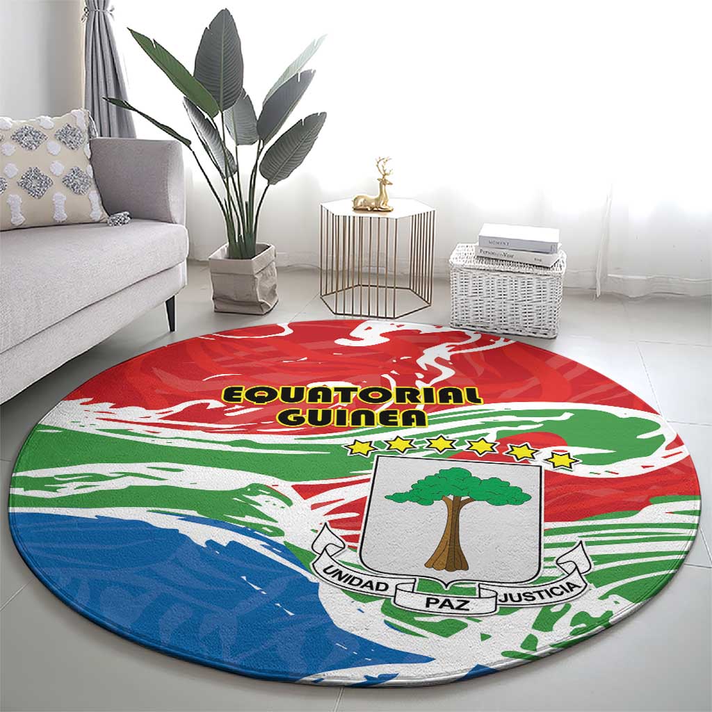 Equatorial Guinea Independence Day Round Carpet Coat Of Arms With Map - Wonder Print Shop