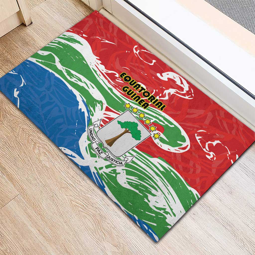 Equatorial Guinea Independence Day Rubber Doormat Coat Of Arms With Map - Wonder Print Shop