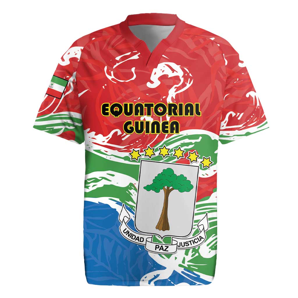 Personalized Equatorial Guinea Independence Day Rugby Jersey Coat Of Arms With Map - Wonder Print Shop