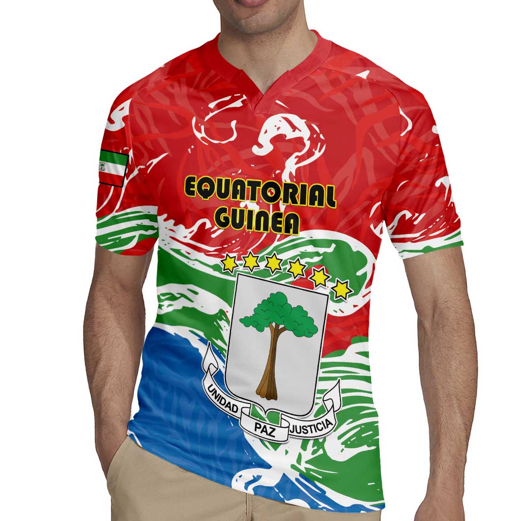 Personalized Equatorial Guinea Independence Day Rugby Jersey Coat Of Arms With Map - Wonder Print Shop