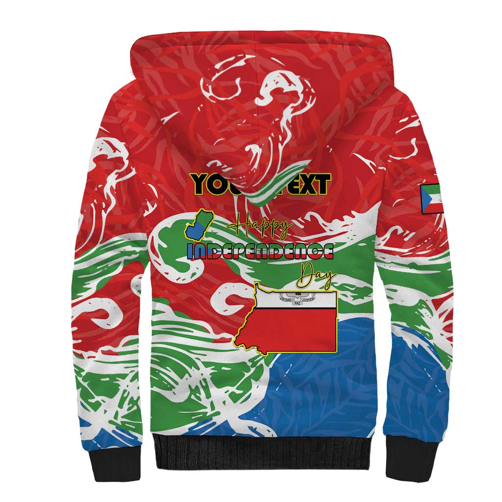 Personalized Equatorial Guinea Independence Day Sherpa Hoodie Coat Of Arms With Map - Wonder Print Shop