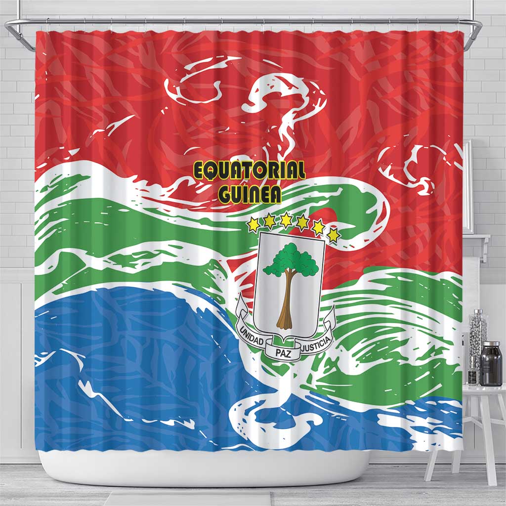 Equatorial Guinea Independence Day Shower Curtain Coat Of Arms With Map - Wonder Print Shop