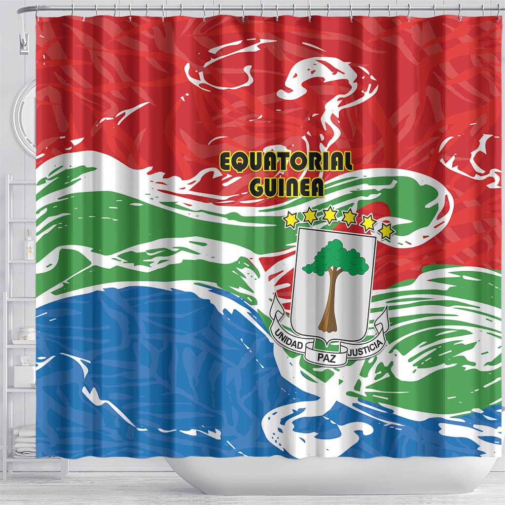 Equatorial Guinea Independence Day Shower Curtain Coat Of Arms With Map - Wonder Print Shop