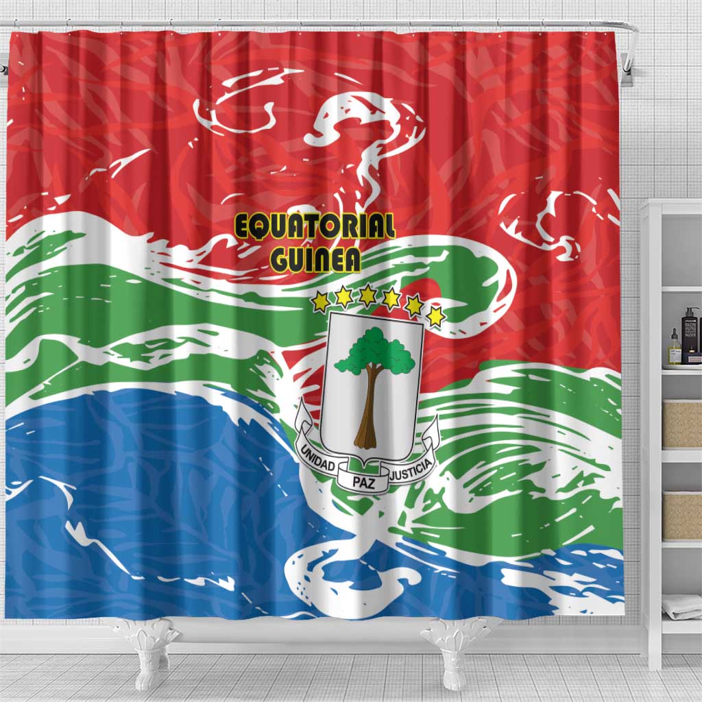 Equatorial Guinea Independence Day Shower Curtain Coat Of Arms With Map - Wonder Print Shop