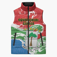 Personalized Equatorial Guinea Independence Day Sleeveless Puffer Jacket Coat Of Arms With Map - Wonder Print Shop