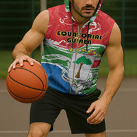 Personalized Equatorial Guinea Independence Day Sleeveless Zip Hoodie Coat Of Arms With Map - Wonder Print Shop